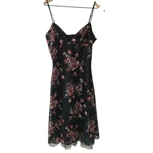 Vintage Betsey Johnson New York Black Floral Lace Dress